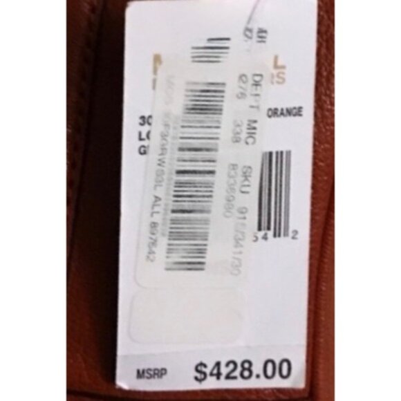 Michael Kors Luxury Burnt Orange Genuine Leather Large Slim Satchel Shoulder Bag - Picture 12 of 16